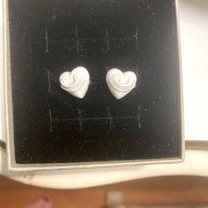 Y2K Juicy Couture white heart earrings